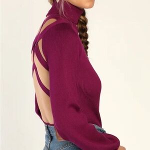 Crisscross the Universe Purple Ribbed Strappy Backless Bodysuit